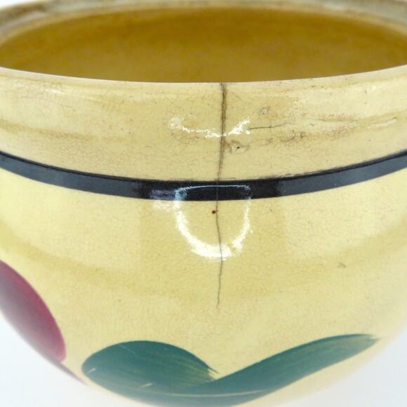 Vintage RRP Co Roseville Ohio Pottery 8" Jardiniere Planter Red Flower Stoneware - Picture 9 of 13